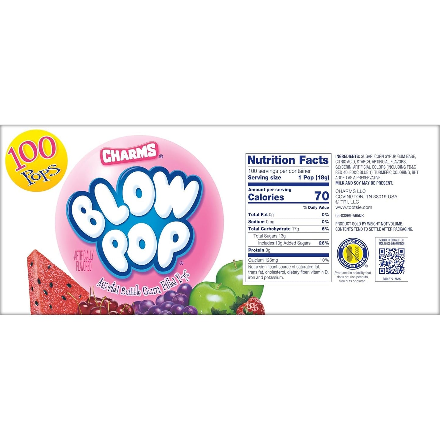 Charms Blow Pops, Assorted Flavors, 100-Count